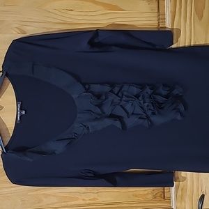 Adrienne Vittadini Size M Black Ruffle Front Shirt